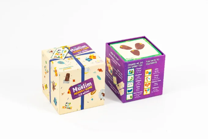 The Muslim Memory Game Eid Edition box with illustrated Eid tradition tiles